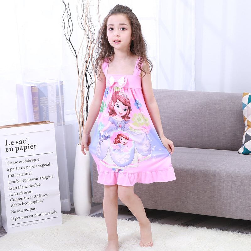 Summer Girls' Cotton Nightgown - Frozen Dress