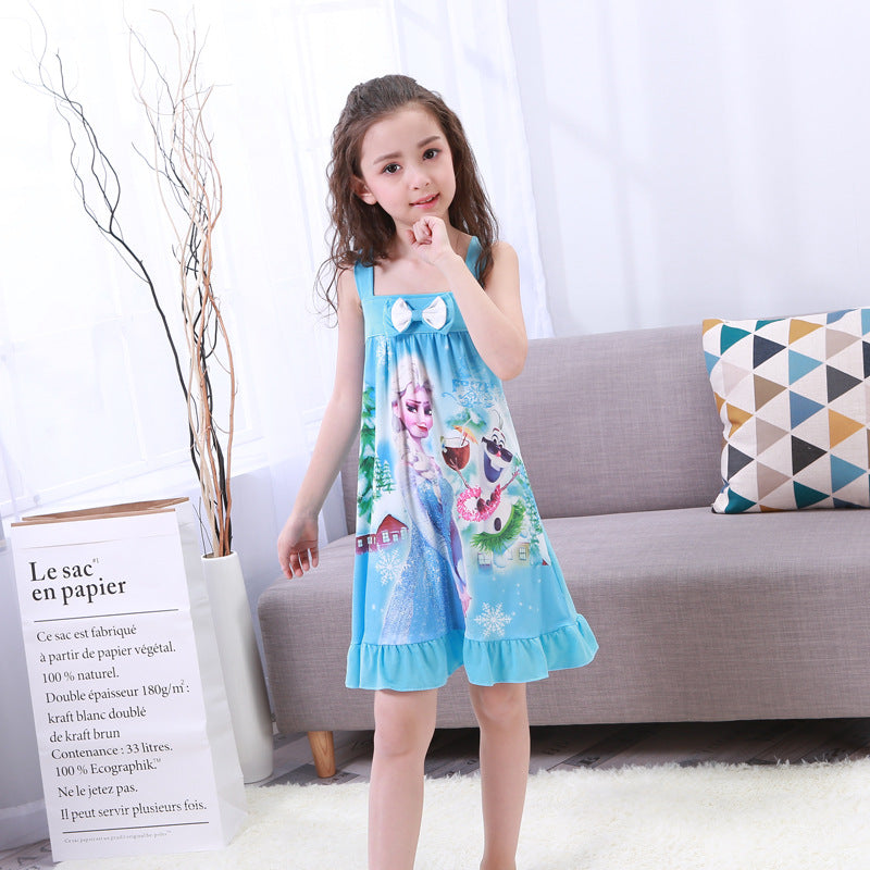 Summer Girls' Cotton Nightgown - Frozen Dress