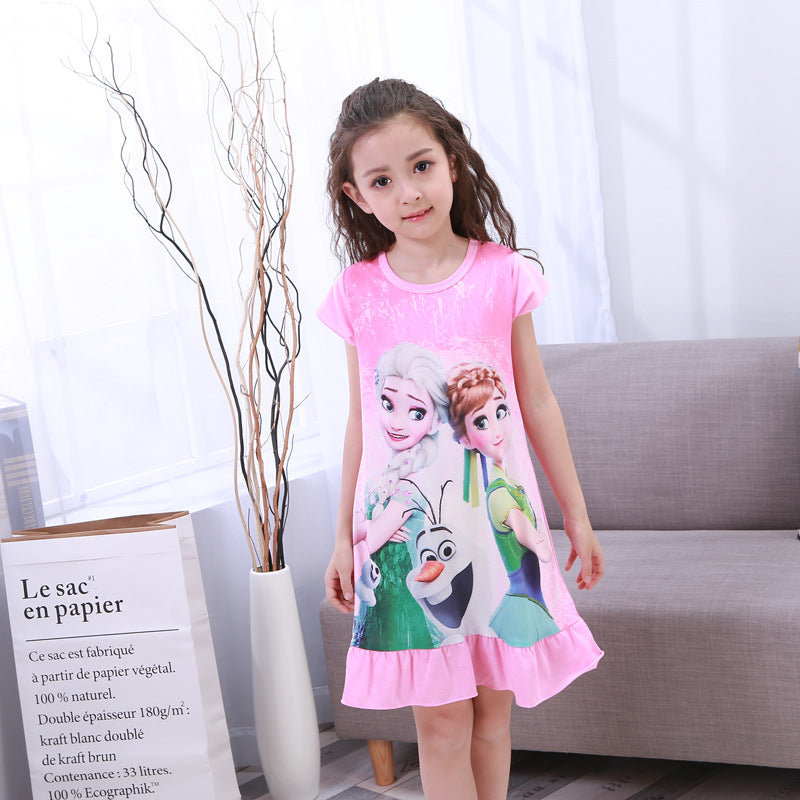Summer Girls' Cotton Nightgown - Frozen Dress