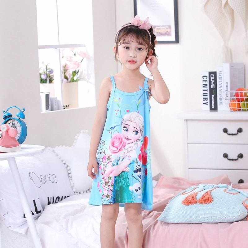 Summer Girls' Cotton Nightgown - Frozen Dress
