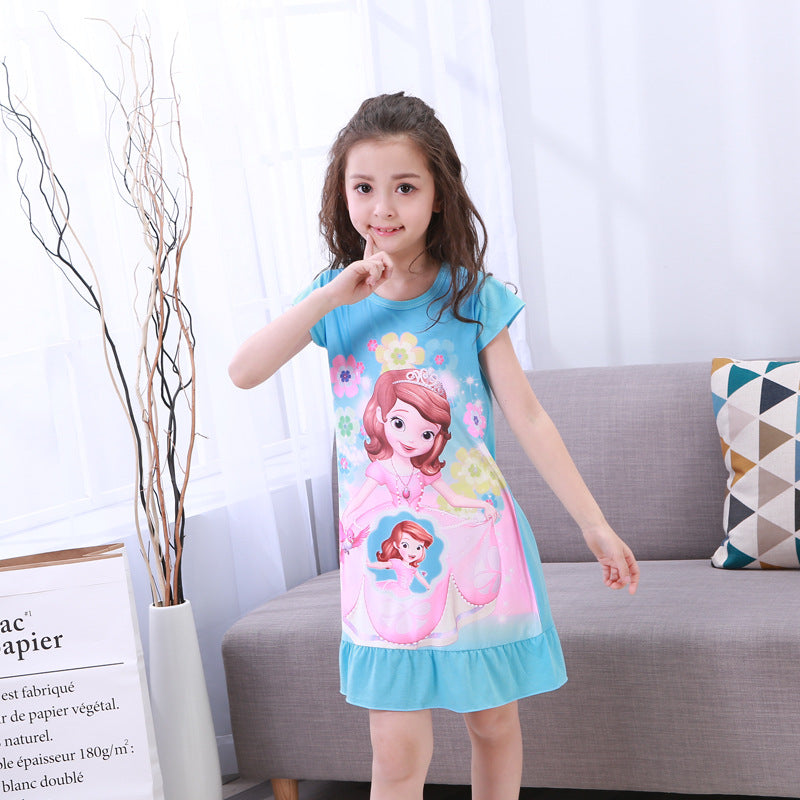 Summer Girls' Cotton Nightgown - Frozen Dress