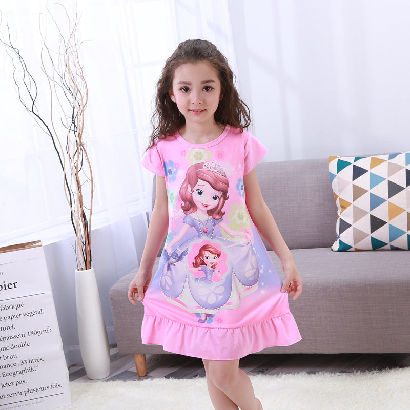 Summer Girls' Cotton Nightgown - Frozen Dress