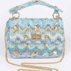 Faux Straw Flap Top Handle Bag