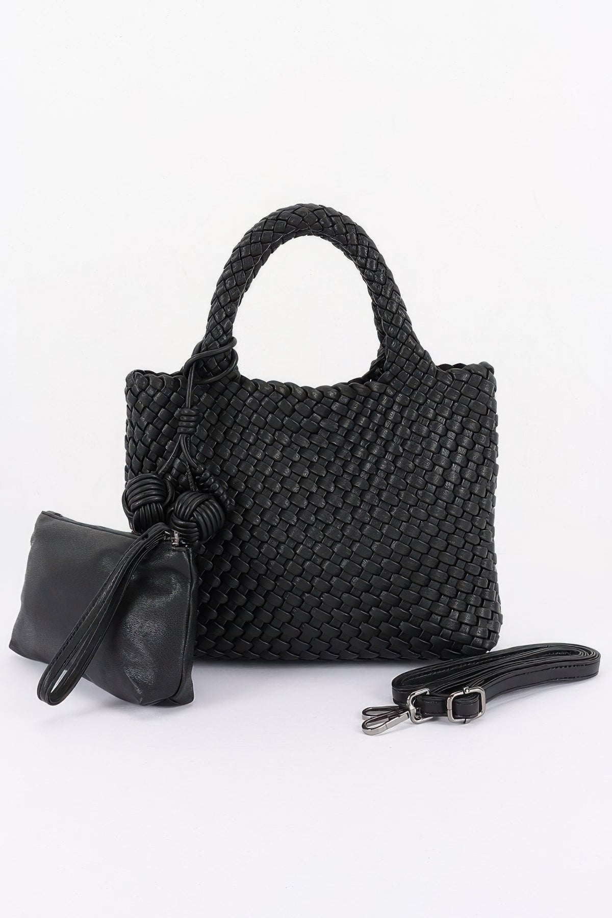 Braided Vegan Leather Tote Bag — Shoulder Carry (10" x 8" x 3")
