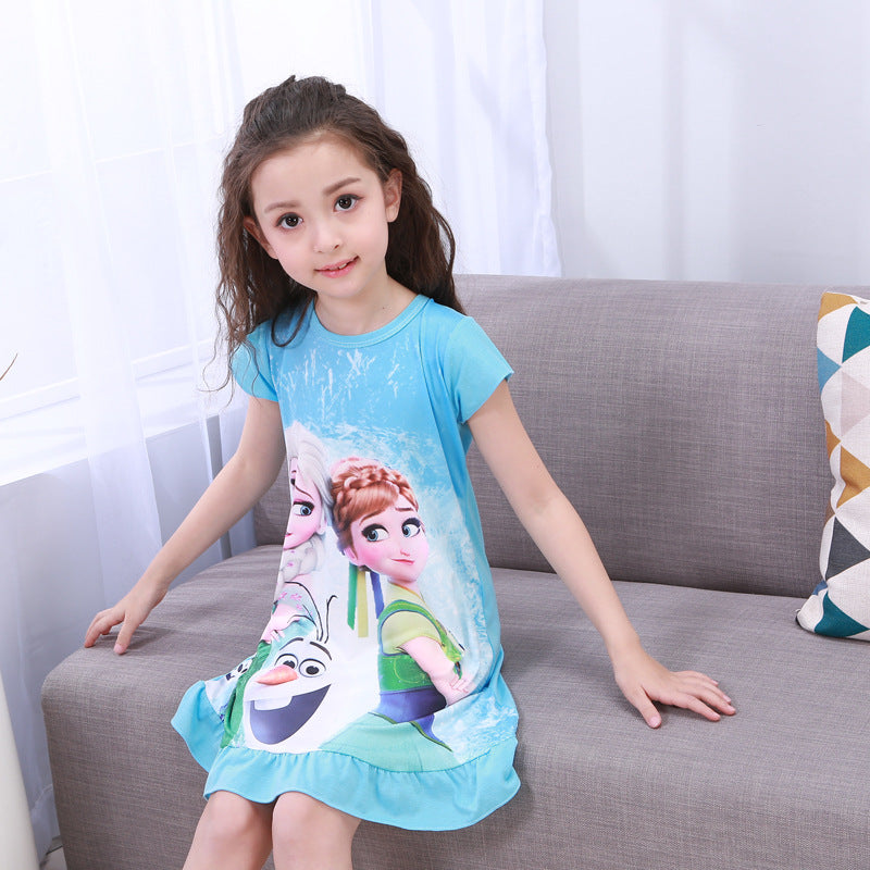Summer Girls' Cotton Nightgown - Frozen Dress