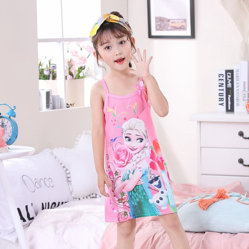 Summer Girls' Cotton Nightgown - Frozen Dress