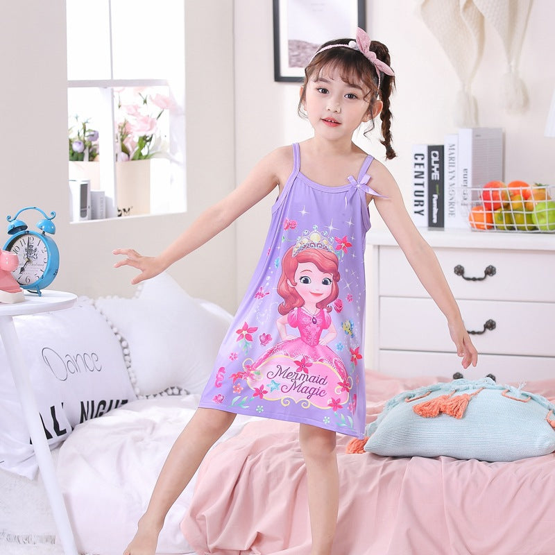 Summer Girls' Cotton Nightgown - Frozen Dress