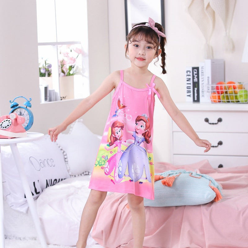 Summer Girls' Cotton Nightgown - Frozen Dress